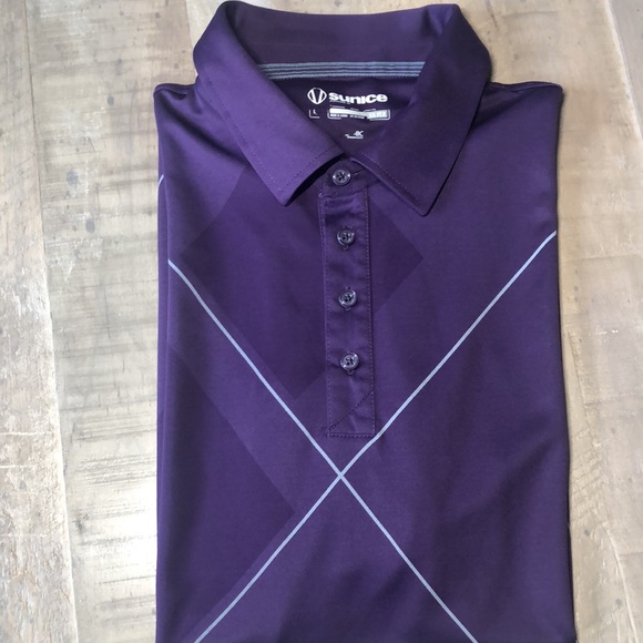Sunice Silver Polo Golf Shirt in Purple Men’s Size Large NWOT - Picture 5 of 6